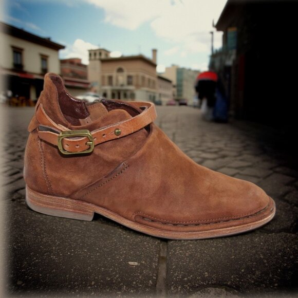 A.S. 98 Free People Felix Brown Suede Leather Belted Ankle Boot, Size 36 - Picture 1 of 7